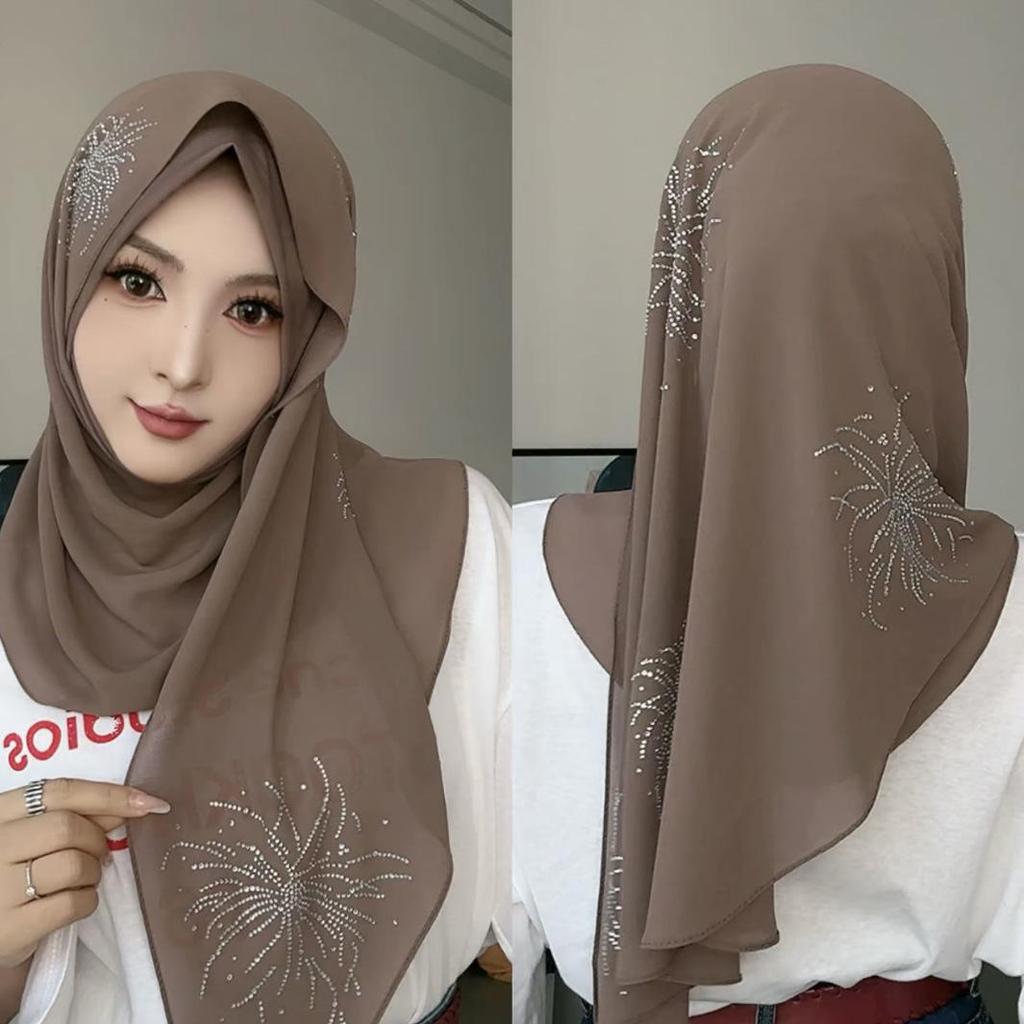 Damen Strass Ethnische Kopfbedeckung Schal - Malaysischer Stil