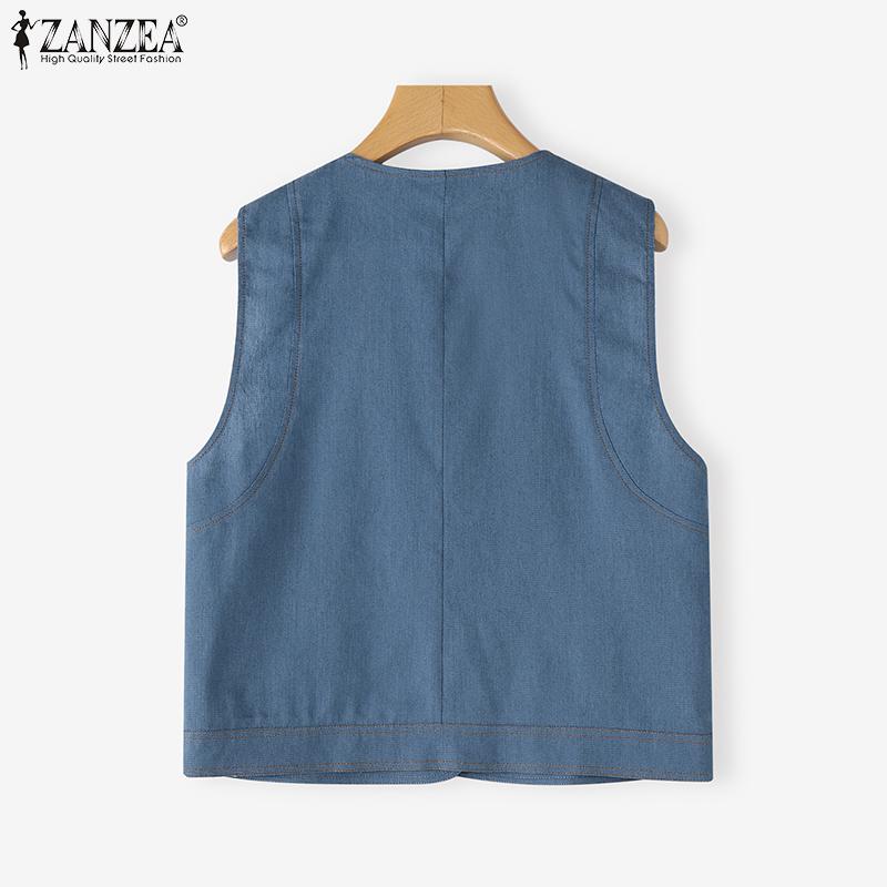 ZANZEA Women Summer Casual Round Neck Sleeveless Vest Tops
