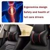 PU Leather Knitted Car Pillows Headrest Neck Rest Cushion Support Seat Accessories Auto Black Safety Pillow Universal Decor