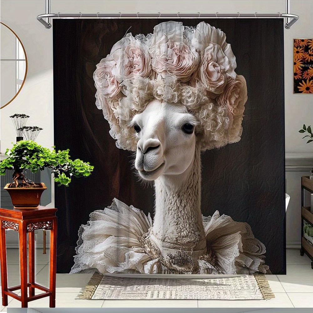 

1pc Cute Shower Curtain with Floral Design - Polyester Fabric Bathroom Decor, 70.8x70.8 Inches, Includes 12 Hooks, 90x180cm