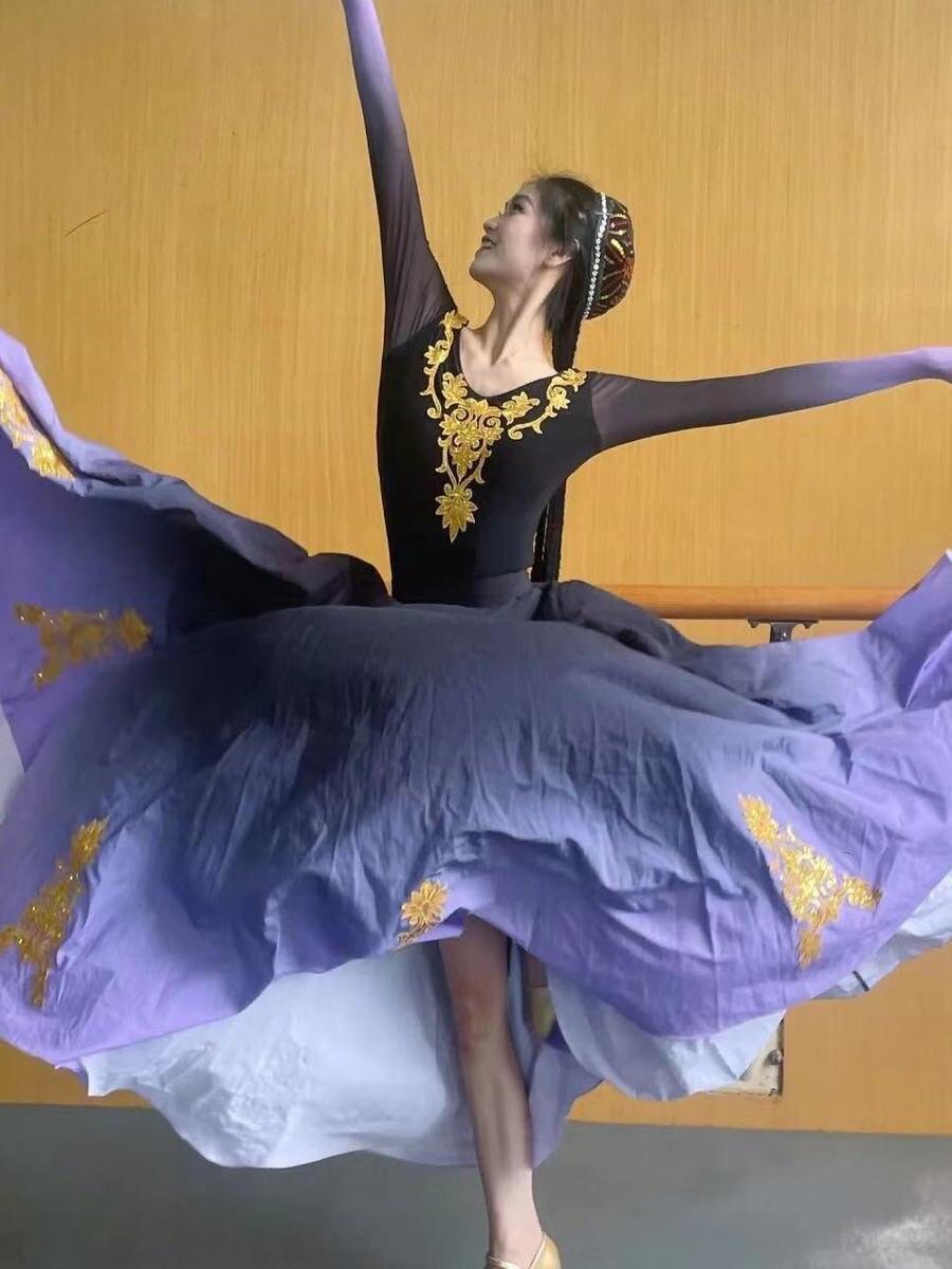 Синьцзянская уйгурская танцевальная юбка: Женский сценический и экзаменационный этнический костюм XXL