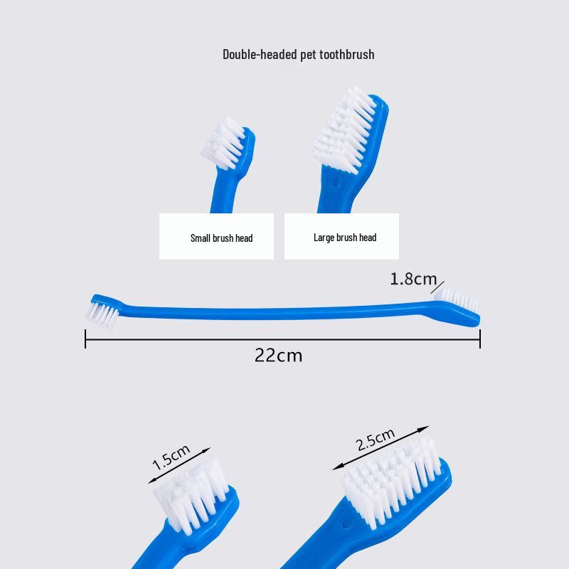 Pet Double Head Toothbrush for Dogs and Cats - Long Handle Oral Care Tool