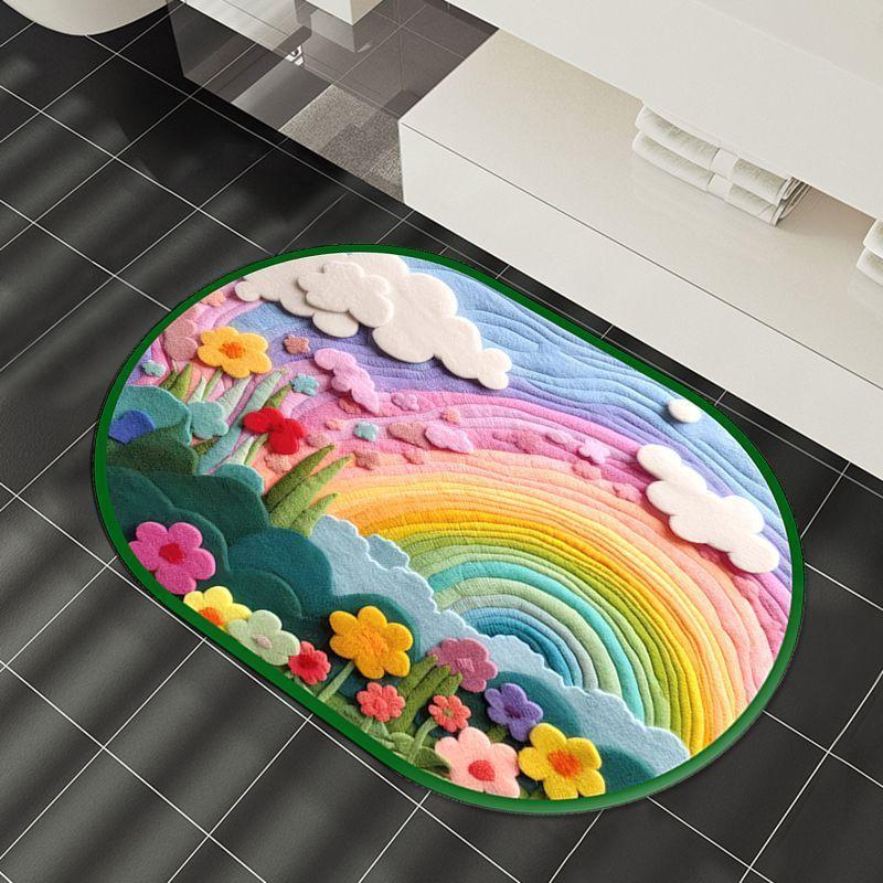 Ins Wind 3D Rainbow Diatom Mud Floor Mat Shower Room Water-Absorbing Quick-Drying Floor Mat Household Non-Slip And Dirt-Resistant Bathroom Floor Mat