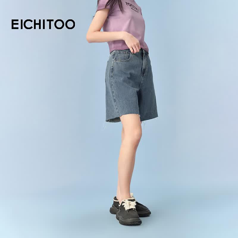 EICHITOO Women s Frayed Hem Loose Denim Shorts S