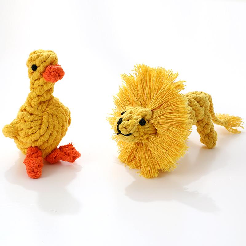 Cotton rope dog toy Pippi Tao animal shape woven toy rope knot bone biting tooth grinding dog toy