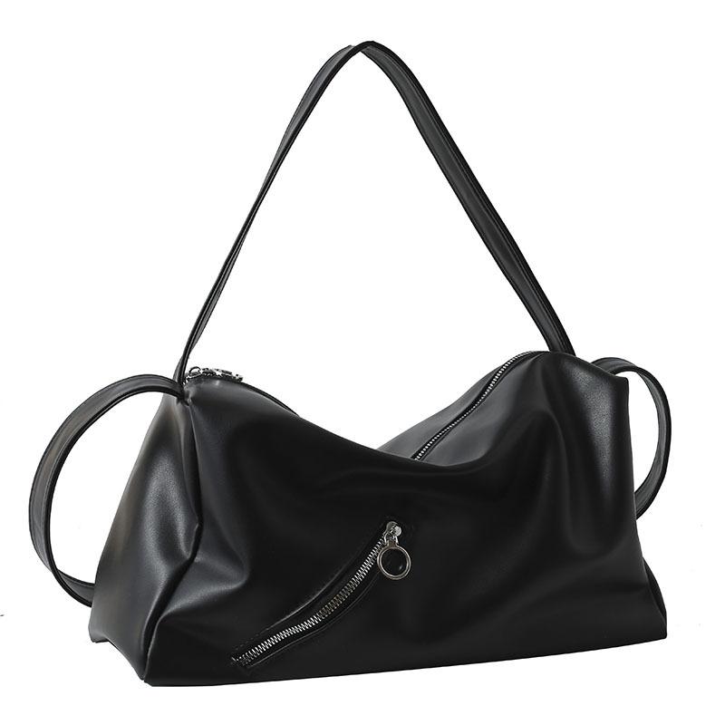 

Женская сумка кроссбоди большой вместимости, новая сумка-багет для通勤, на плечо, подмышку, осенне-зимняя текстурная модная повседневная сумка-тоут чёрный