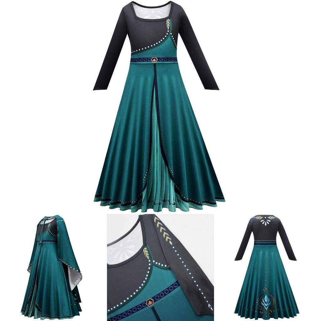 Kids Frozen Anna Cosplay Costume Dress Cloak Outfit Fancy Dress Party Roleplay