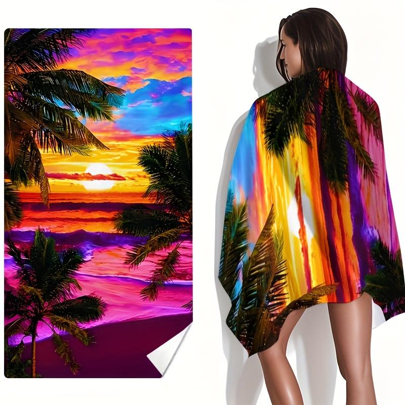 Tropical Beach Sunset Tapestry Flat Print Palm Tree Wall Hanging for Bedroom Living Room Vibrant Summer Vibe Decor Aesthetic W30*H60(CM)