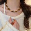 Melad Coffee Colored Tiger Eye Stone Bead Necklace, Niche Retro Collarbone Chain, Personalized and Fashionable Design Accessory