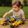 Construction Vehicles - SHOP-STORY - Pack of 4 - Pull-back - Yellow and Grey - 11 Cm