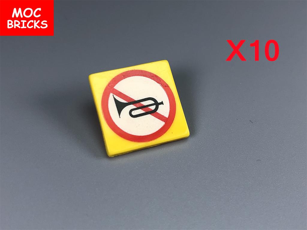 MOC Bricks Road Sign 1X2 1X4 2X2 Traffic Light City Street Crosswalk Railway Toys Educational Building Blocks Dolls Kids Gifts