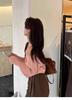 Women's Khaki One-Shoulder Lantern Sleeve Knit Sweater - 2026 Autumn Collection