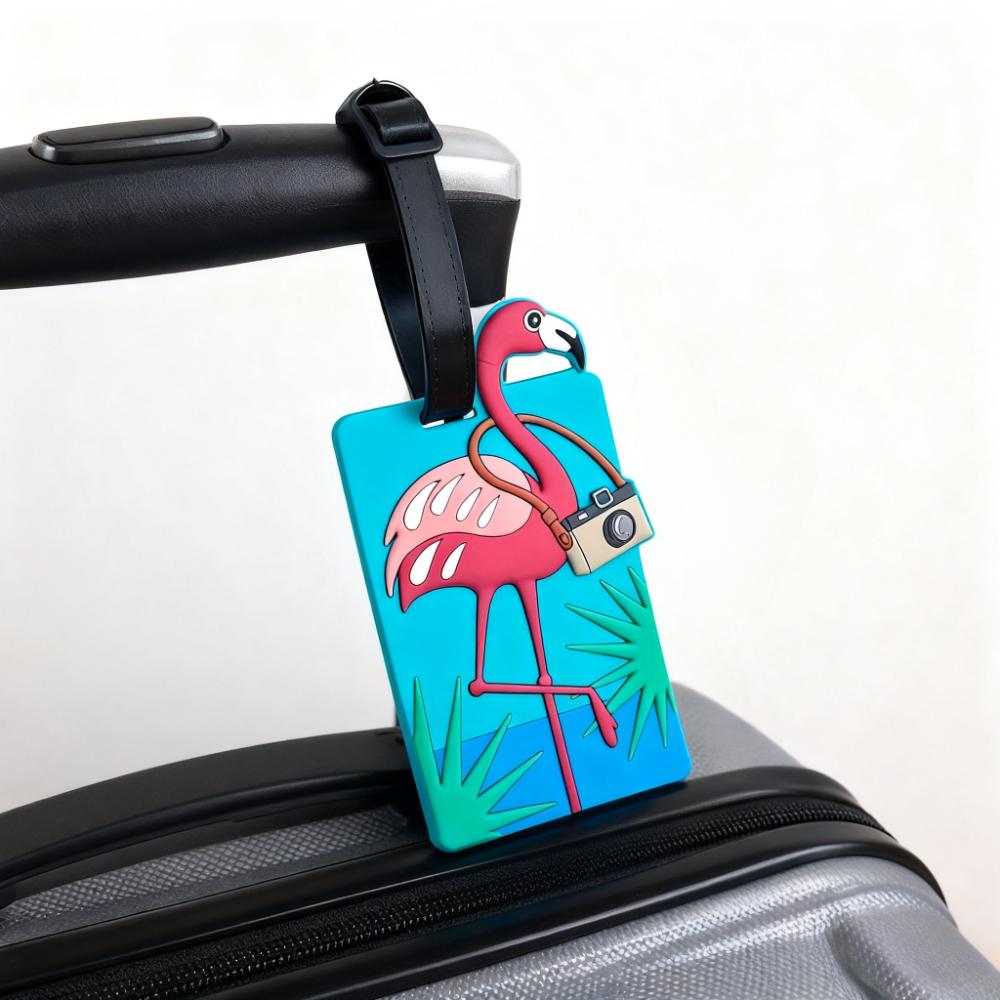 1pc Cute Creative Flamingo Luggage Tag Listing Boarding Pass, Male and Female Backpacks with Luggage Tags