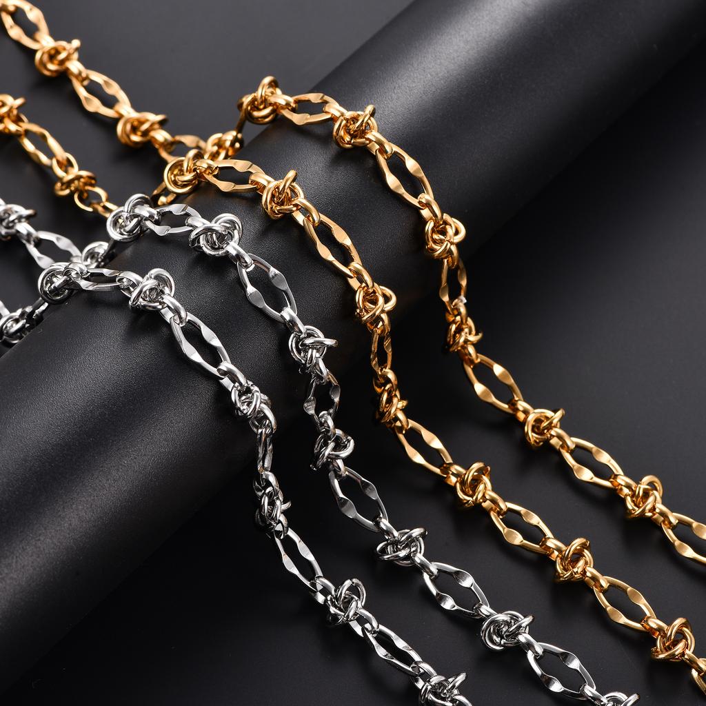 8mm Chic Stainless Steel Chunky Necklace Link Lip Knot Chain for Men Women Punk Hiphop Boy Gold Color Heavy Metal Jewelry Choker