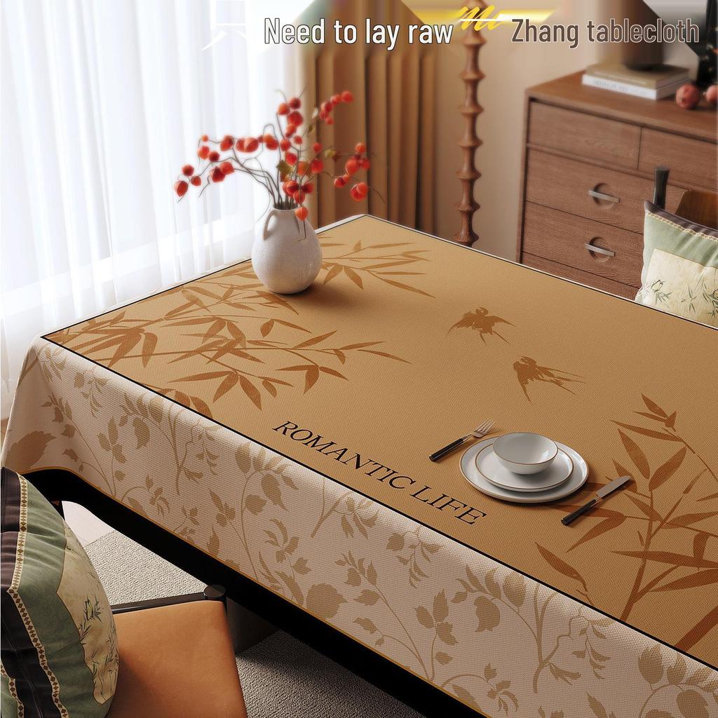 Vintage-Style Waterproof Oil-Proof Tablecloth, Wash-Free Rectangular Cover for Dining and Coffee Tables