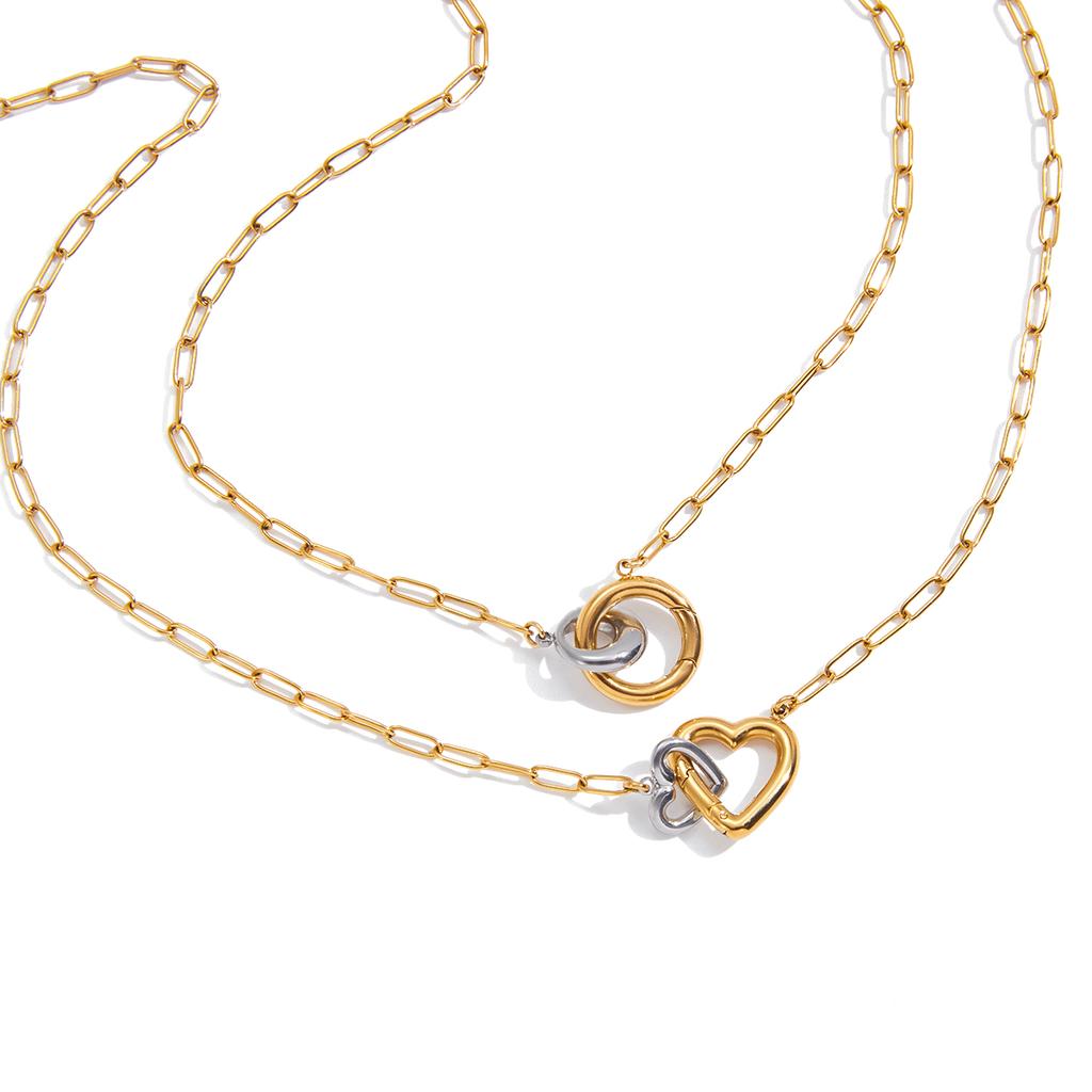  Stainless Steel Round Ring Paperclip Chain Necklace Waterproof Personalized Fashion Handmade Pendant DIY Accessories