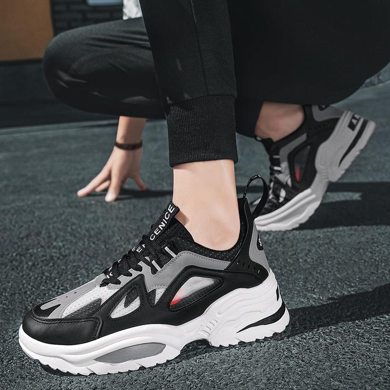 

2024 autumn new men s shoes running versatile sports casual shoes youth platform wear-resistant fashion dad trendy shoes 44 чёрный