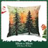 Watercolor Christmas Tree Illustration Pillowcase Bedroom Cushion Cover 100% Polyester Living Room Cushion Pillowcase Home Decor