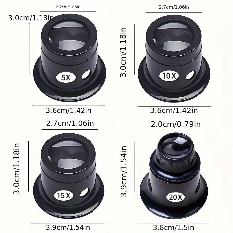 4pcs/set Eye Loupe Magnifiers 5x/10x/15x/20x Watch Repair Tool Kit Jewelry Loupe Magnifier Magnifying Glass Watchmaker Tools