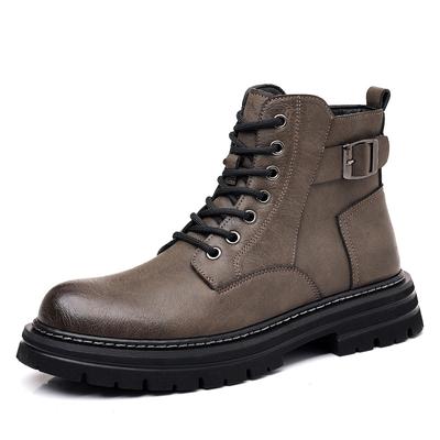 ModeHerbst Winter Britisch Retro Herrenstiefel Mode Lässig Neu Designer Rindsleder Wurmstiefel Männlich High Top Plateauschuhe für Männer