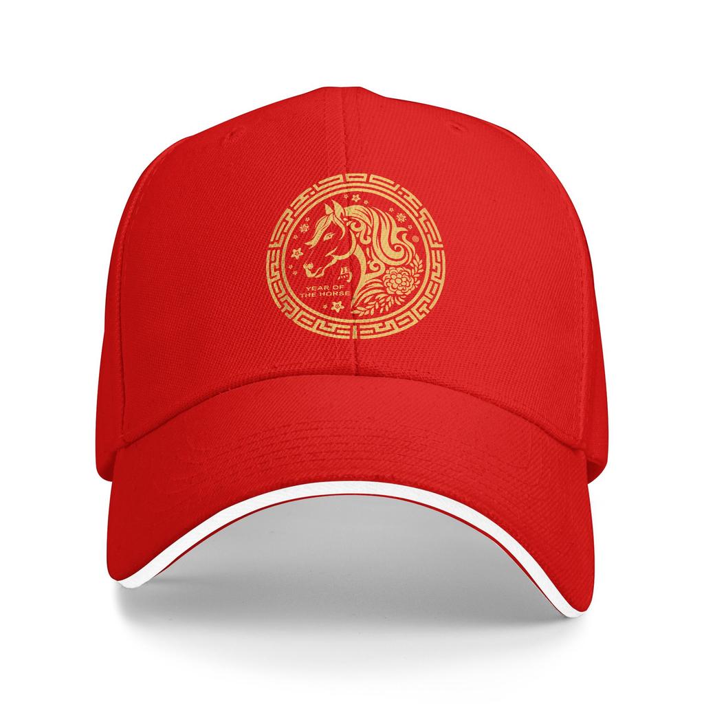 Chinese New Lunar Year 2026 Year of Fire Horse Animal Baseball Cap Unisex Print Hip Hop Hats Summer Casual Outdoor Snapback Cap