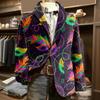 Men's Printed Corduroy Pocket Suit Jacket Cardigan Men's Casual Suit