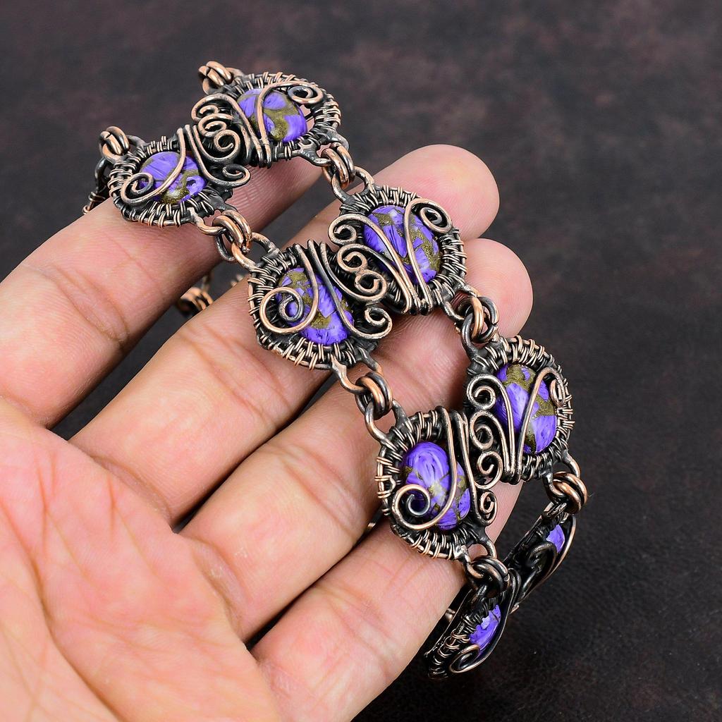 Kupfer Charoit Armband Kupferdraht gewickelt Armband verstellbare Kette Armband Kupfer Schmuck Edelstein Armband handgefertigten Schmuck für Geschenke
