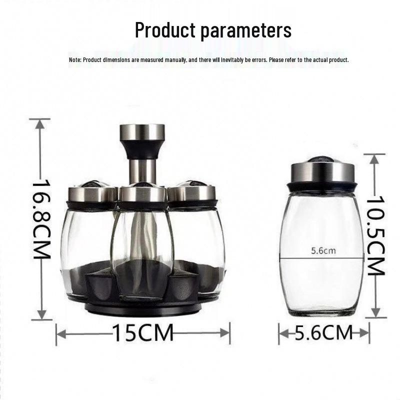 Rotating Glass Spice Jar Set - Creative Kitchen Seasoning and Condiment Organizer