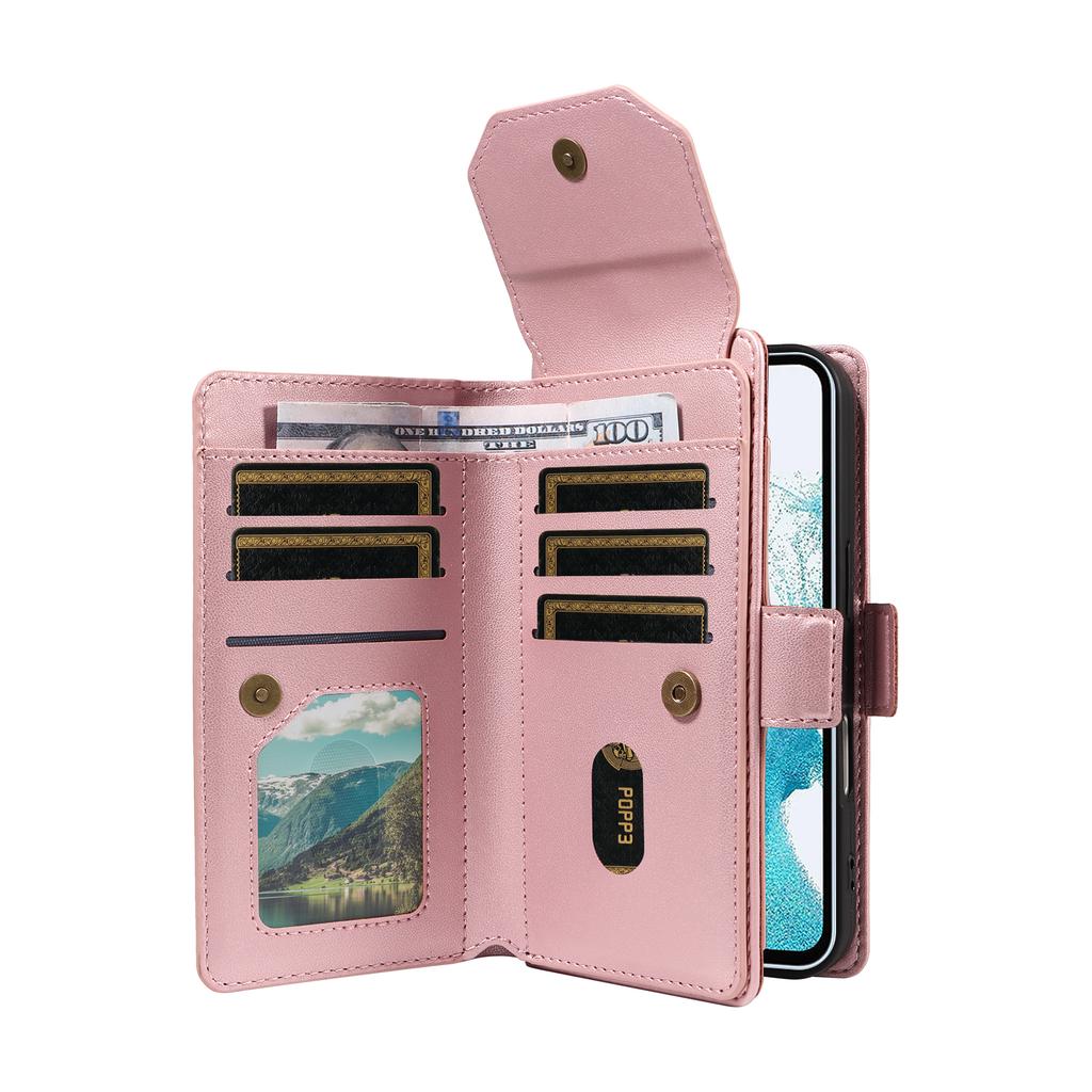 For Samsung Galaxy A54 5G Case with Multi-Card Holder and Strap PU Leather Phone Cover Stand