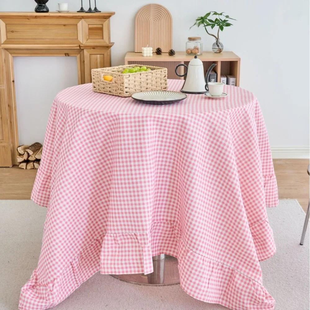 1 Stück Karierte Tischdecke Rechteck Rüschenkanten Tischdecke Esszimmer Party Tischdecke Für Zuhause Wohnzimmer Weihnachten Dekorativ
