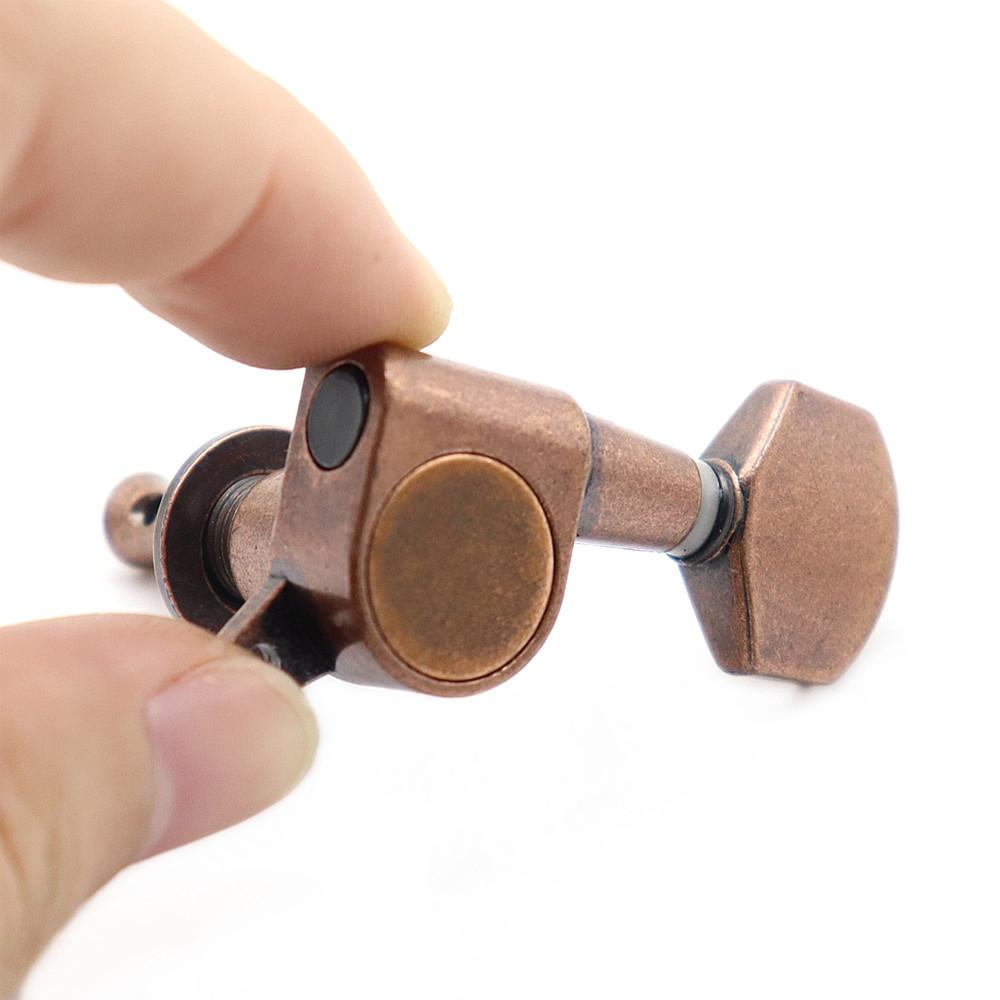 1Set Electric Guitar Tuning Pegs Guitar Tuners Machine Head Small Square Handle Red Copper/Bronze