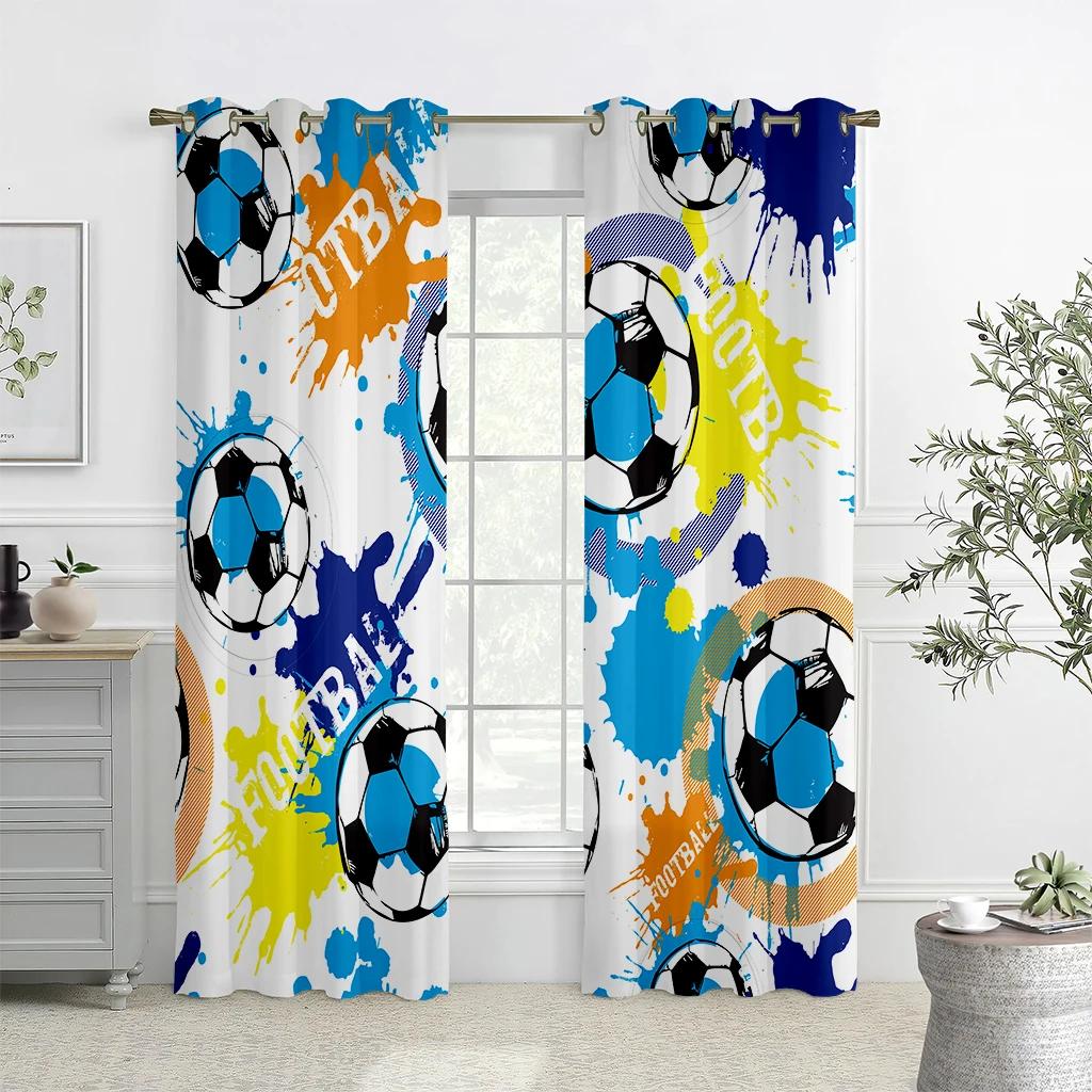 

Зеленый Рейн Поле Футбол Футбол Спорт Шторы Домашние Шторы 2 Панели Детская Комната Гостиная Спальня Балкон Кухня Домашний Декор W60xH100(CM)x2pcs&Rod Pocket