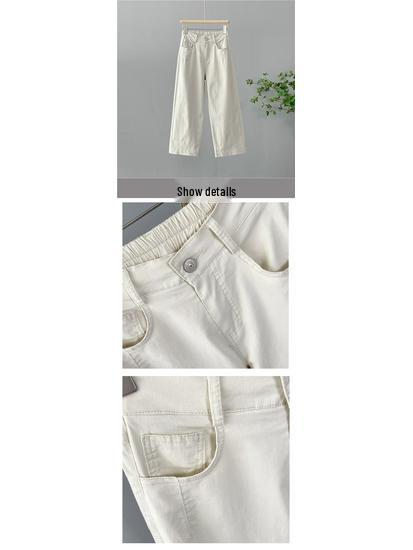 Women's Summer High Waist Slimming Versatile Pants - Loose, Plus Size, Narrow & Wide Leg Options, Thin Casual Straight Leg Design.