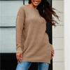 Women's Winter Loose Versatile One-shoulder Solid Color Mid-length Knitted Sweater