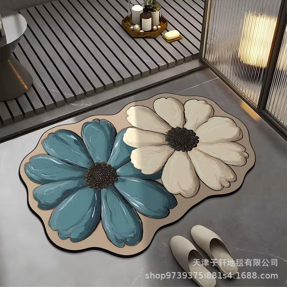 3D Butterfly Carpet Bathroom Entrance Mat Anti Slip and Absorbent Easy To Maintain Floor Mat