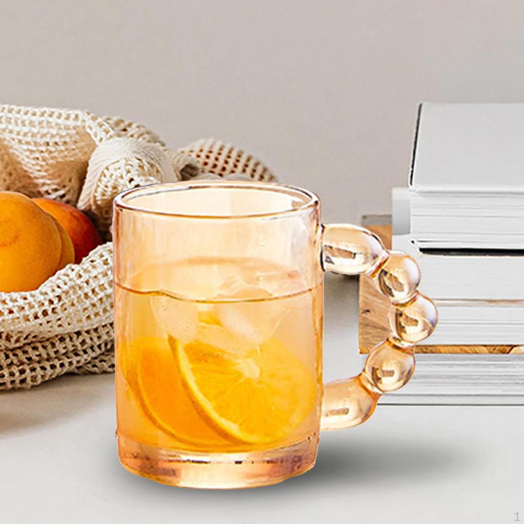 350ml Clear Glass Water Cup with Handle Drinkware Large Capacity Novelty Drinking