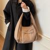 Corduroy Tote Bag Women's Commuter Shoulder Bag Large Capacity Student Class Handbag