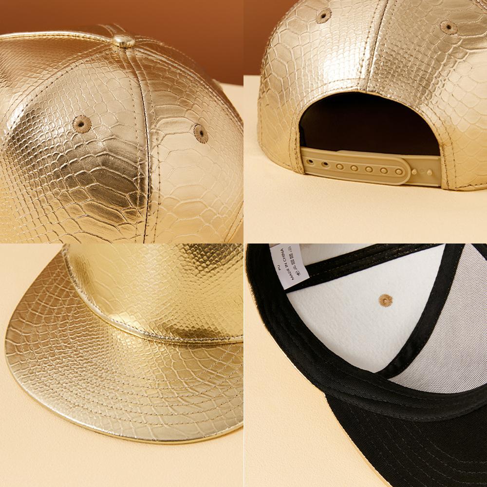 Fashion Adjustable Baseball Cap Snake Scale Pattern Solid Color Hip-hop Hat PU Leather Trucker Hat Unisex