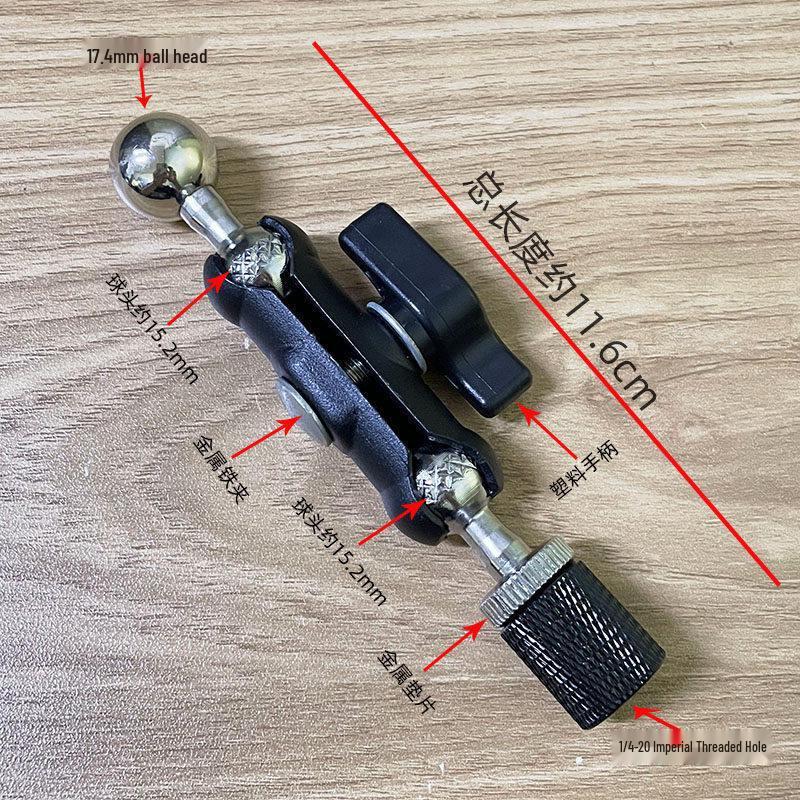 Kovový držák telefonu s kulovou hlavou a 1/4" šroubem pro fotografický stativ