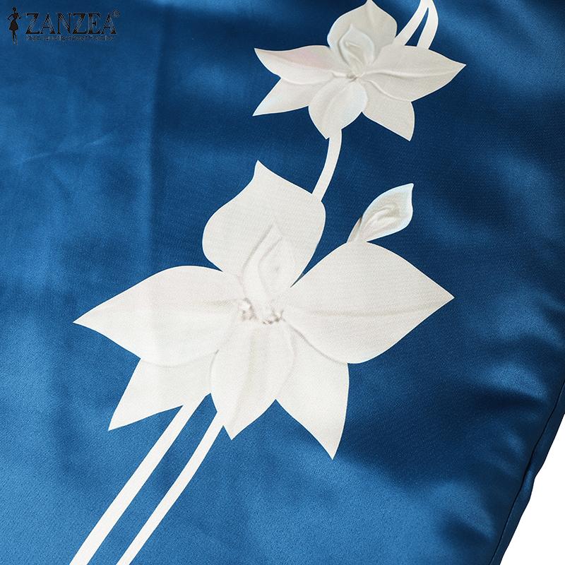 ZANZEA Women Casual Round Neck Summer Short Sleeve Print Dress