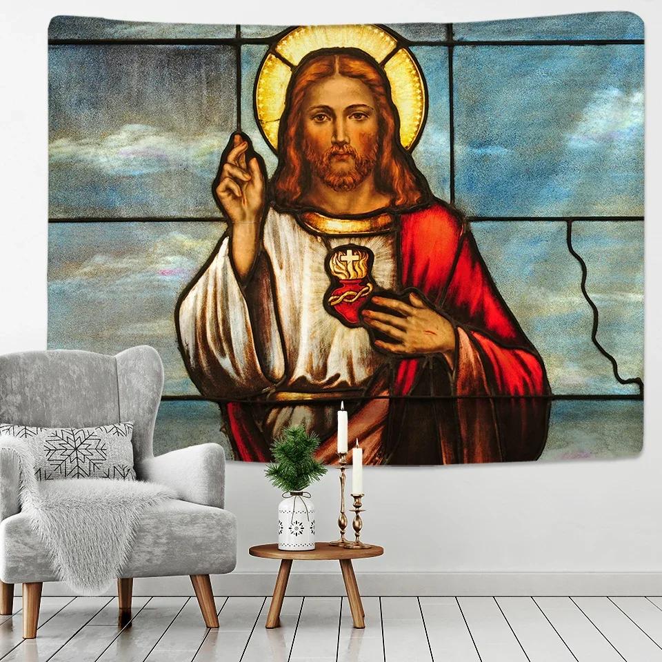 European Faith Christianity Classical God Jesus Christ Tapestry Wall Hanging Blanket Home Decoration Christian Products