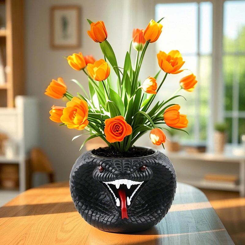 Creative Resin Flower Pot - Tiger Snake Seven Star Ladybug Octopus Planting Container Home Decorative Animal Shaped Planter