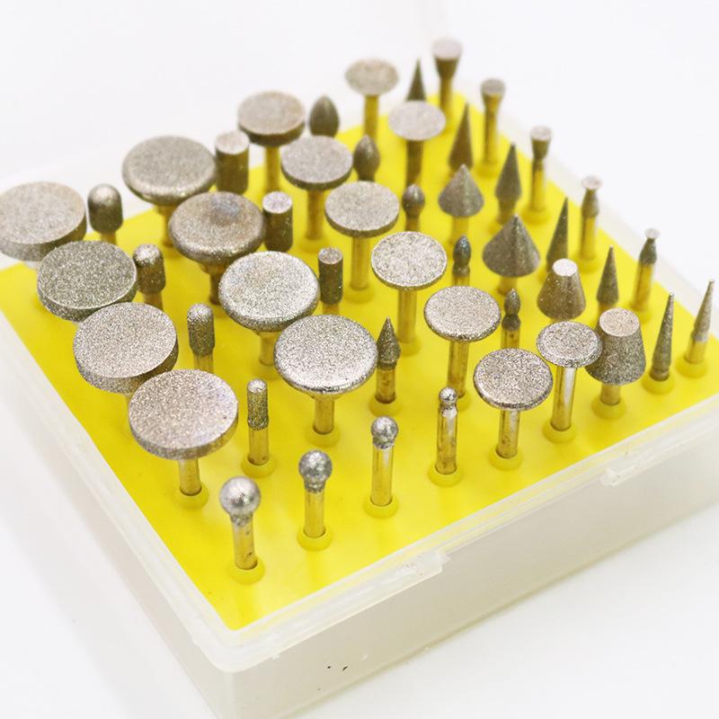 Hongyu 50-Piece Diamond Sand Grinding Needle Set, 3mm Shank for Jade Carving
