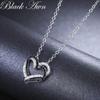 BLACK AWN Heart Genuine LOVE Necklaces Pendants Jewelry Black&White Stone Jewelry For Women
