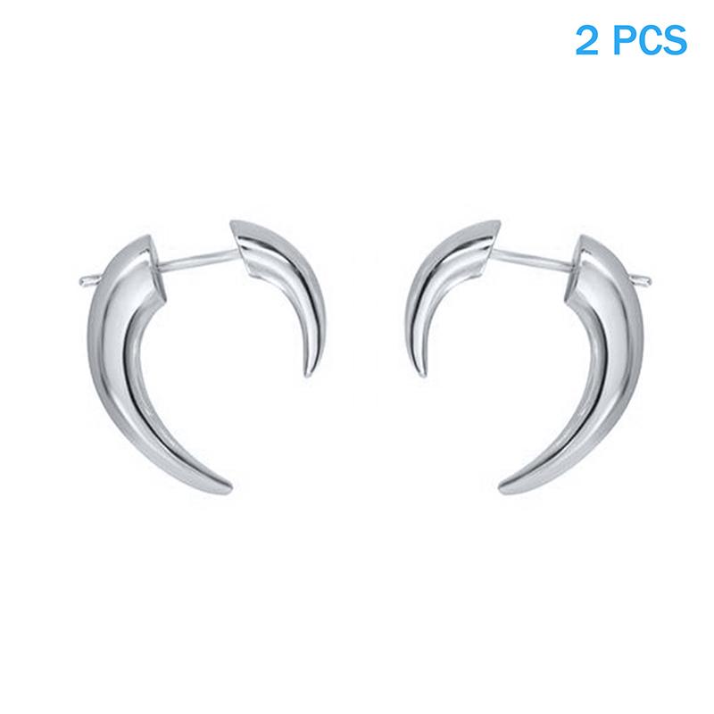 Бохо серьга-гвоздик из рога золотого серебряного цвета Луна Панк серьга для женщин Вечеринка Ювелирный аксессуар Уникальная серьга Клыки волка
