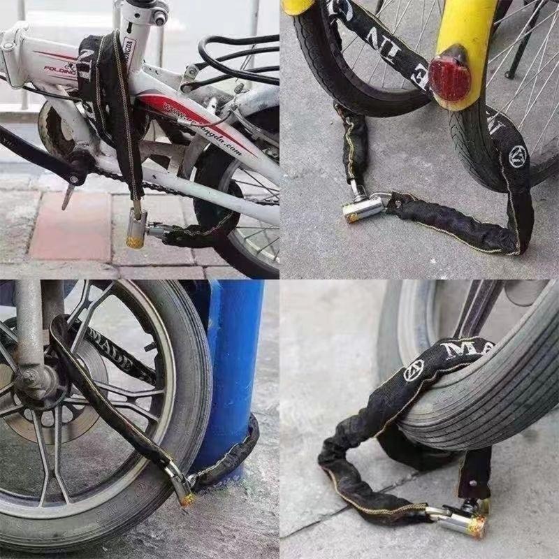 Anti Thefts Cycling Lock Manganese Steel Chain Lock With key Adjustable Chain Security for Outdoor sports