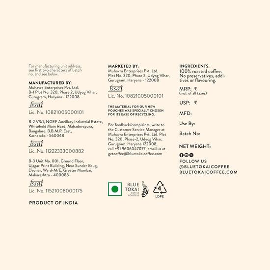 Blue Tokai Coffee Roasters Dhak Blend | Commercial Espresso Grind 1Kg  | Made With 100% Specialty Grade Arabica Freshly Roasted Ground Coffee