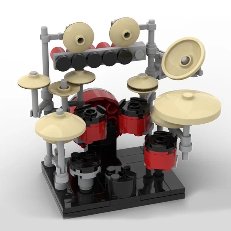 MOC Creative Retro Phonograph Record Machine Drum Set Building Blocks Model DIY Children's Assembly Toys Birthday Gift Ornament