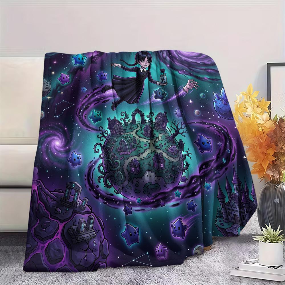 Coperta in Flanella con Stampa di Mercoledì Addams, Coperta Calda Ultra Morbida di Alta Qualità per Tutte le Stagioni, Coperta Accogliente per Arredamento Casa, Regalo di Natale Perfetto