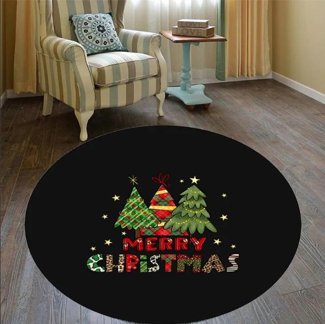 Christmas Carpet Circular Anti Slip Floor Mat Christmas Festive Atmosphere Home Mats Indoor and Snowflake Outdoor Decoration